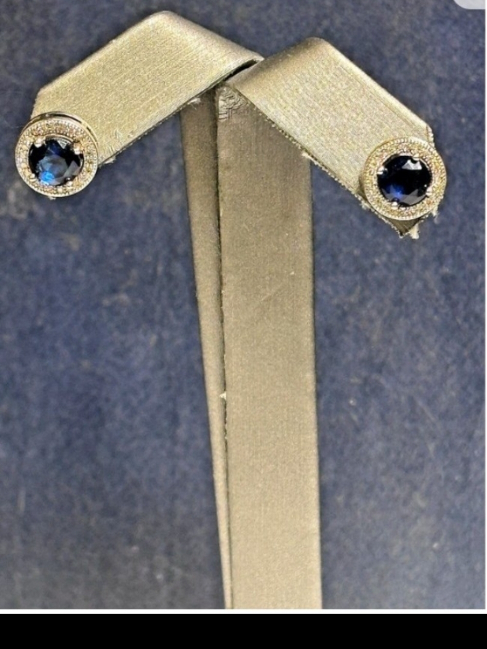 Classic Round Blue Crystal Stud Earrings in Sterling Silver